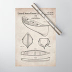 Canoe Patent - Kayak Art - Antique Wrapping Paper Gallery Image 1