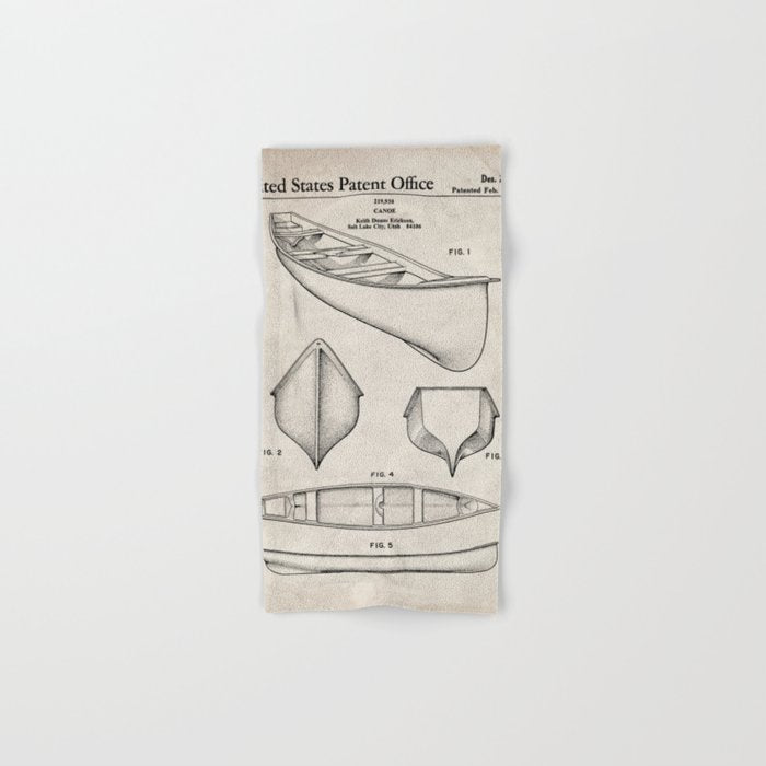 Canoe Patent - Kayak Art - Antique Towels Gallery Image 1