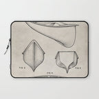 Canoe Patent - Kayak Art - Antique Laptop Sleeve Gallery Image 1