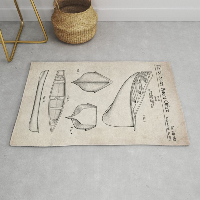 Canoe Patent - Kayak Art - Antique Rug Gallery Image 1