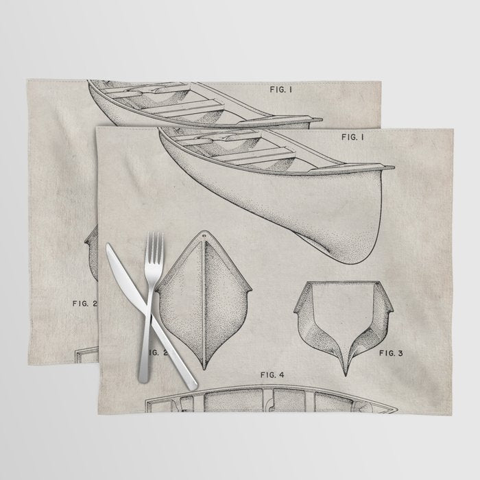 Canoe Patent - Kayak Art - Antique Placemat Gallery Image 1