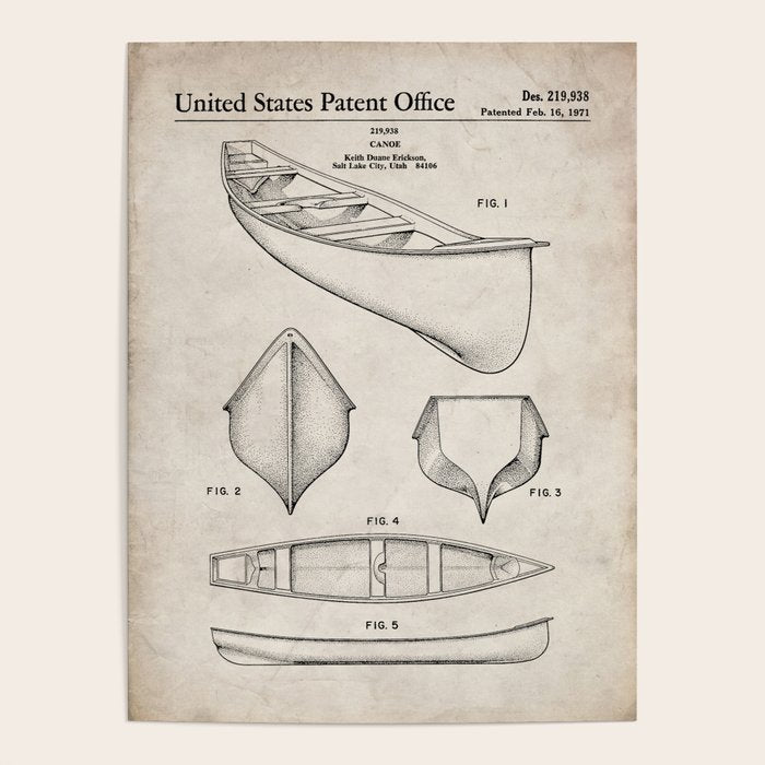 Canoe Patent - Kayak Art - Antique Poster Gallery Image 1