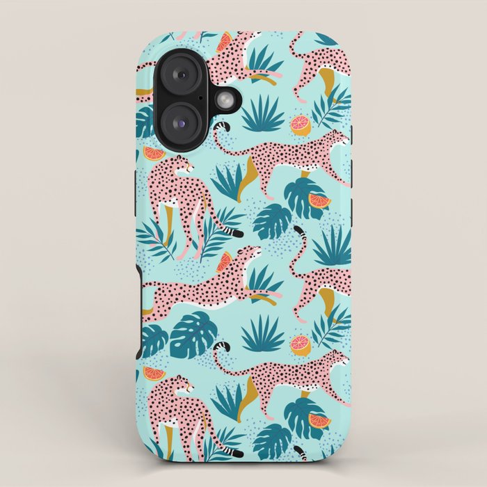 Cheetahs In The Grapefruit Grove, Tropical Jungle bohemian Wildlife, Tiger Wild Cat Nature Forest iPhone Case Gallery Image 1