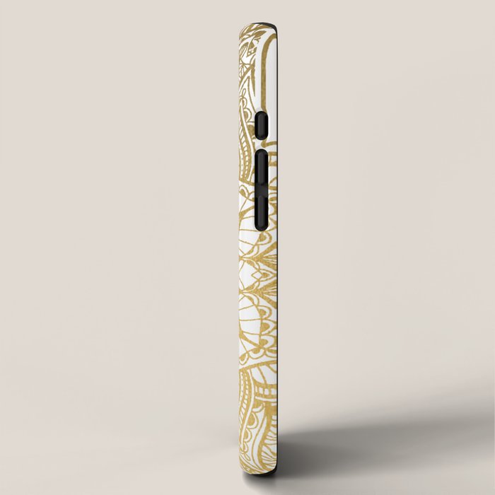 golden hamsa fatma hand and mandala on classic blue iPhone Case Gallery Image 2