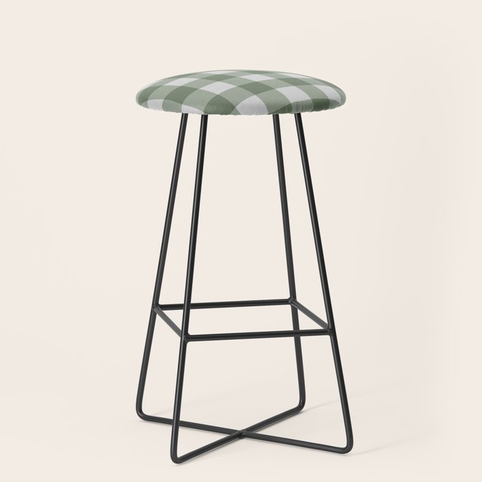 Sage Checkered Theme Stool Gallery Image 1