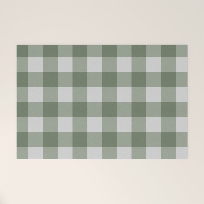 Sage Checkered Theme Welcome Mat Gallery Image 1