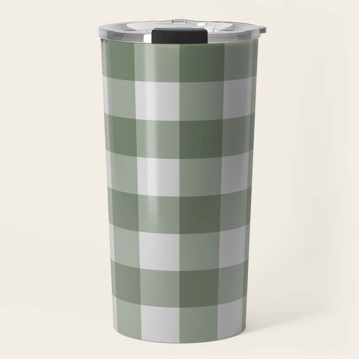 Sage Checkered Theme Travel Mug Gallery Image 1