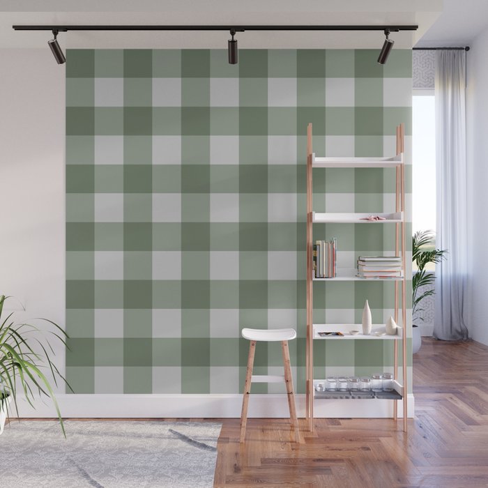 Sage Checkered Theme Wall Mural Gallery Image 1