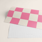 Checkerboard Check Checkered Pattern in Pink and Cream Beige Wrapping Paper Gallery Image 2