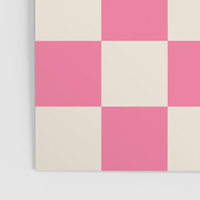 Checkerboard Check Checkered Pattern in Pink and Cream Beige Poster Gallery Image 3