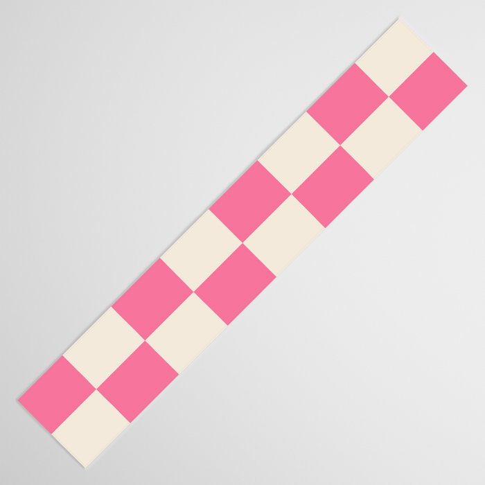 Checkerboard Check Checkered Pattern in Pink and Cream Beige Table Runner Gallery Image 3