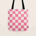 Checkerboard Check Checkered Pattern in Pink and Cream Beige Tote Bag Gallery Image 1