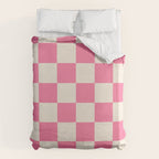 Checkerboard Check Checkered Pattern in Pink and Cream Beige Duvet Cover Gallery Image 6