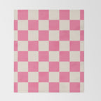 Checkerboard Check Checkered Pattern in Pink and Cream Beige Throw Blanket Gallery Image 2
