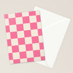 Checkerboard Check Checkered Pattern in Pink and Cream Beige Stationery Card Gallery Image 2