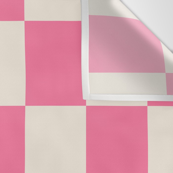 Checkerboard Check Checkered Pattern in Pink and Cream Beige Wall Tapestry Gallery Image 3