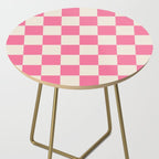 Checkerboard Check Checkered Pattern in Pink and Cream Beige Side Table Gallery Image 2