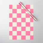 Checkerboard Check Checkered Pattern in Pink and Cream Beige Wrapping Paper Gallery Image 1