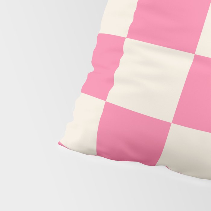 Checkerboard Check Checkered Pattern in Pink and Cream Beige Pillow Sham Gallery Image 4