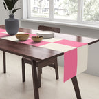 Checkerboard Check Checkered Pattern in Pink and Cream Beige Table Runner Gallery Image 2