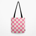 Checkerboard Check Checkered Pattern in Pink and Cream Beige Tote Bag Gallery Image 2