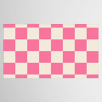 Checkerboard Check Checkered Pattern in Pink and Cream Beige Tablecloth Gallery Image 2