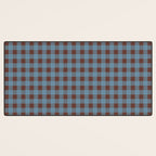 Cozy Gingham Plaid Eclectic Checkered Pattern in Brown and Blue Desk Mat Gallery Image 3