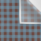 Cozy Gingham Plaid Eclectic Checkered Pattern in Brown and Blue Wall Tapestry Gallery Image 3