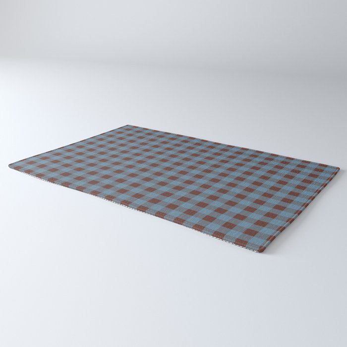 Cozy Gingham Plaid Eclectic Checkered Pattern in Brown and Blue Rug Gallery Image 3