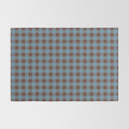 Cozy Gingham Plaid Eclectic Checkered Pattern in Brown and Blue Rug Gallery Image 2