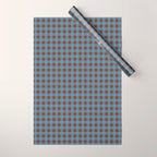 Cozy Gingham Plaid Eclectic Checkered Pattern in Brown and Blue Wrapping Paper Gallery Image 1