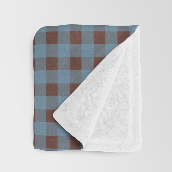 Cozy Gingham Plaid Eclectic Checkered Pattern in Brown and Blue Throw Blanket Gallery Image 3