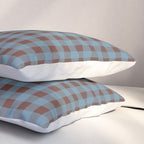 Cozy Gingham Plaid Eclectic Checkered Pattern in Brown and Blue Pillow Sham Gallery Image 3