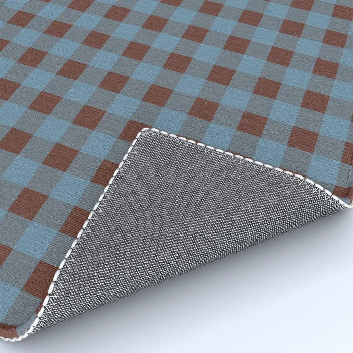 Cozy Gingham Plaid Eclectic Checkered Pattern in Brown and Blue Rug Gallery Image 4