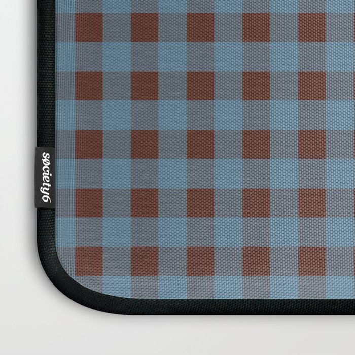 Cozy Gingham Plaid Eclectic Checkered Pattern in Brown and Blue Laptop Sleeve Gallery Image 3