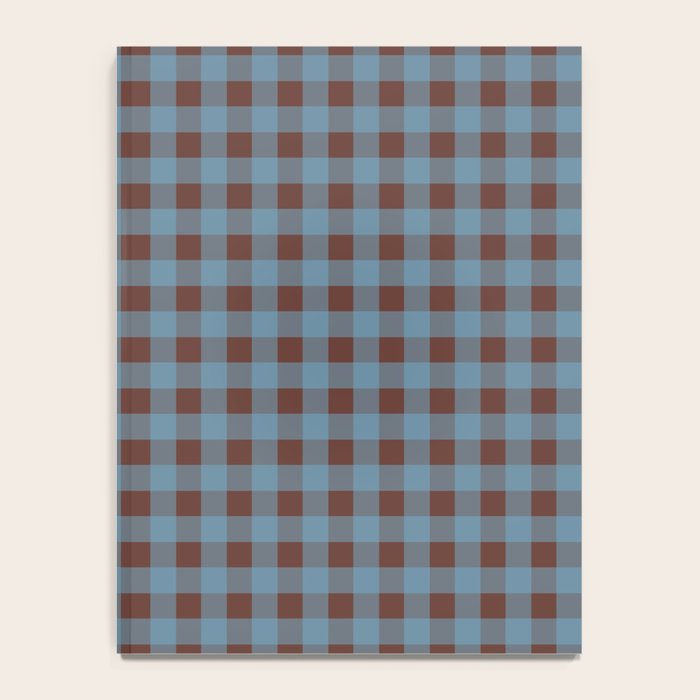 Cozy Gingham Plaid Eclectic Checkered Pattern in Brown and Blue Notebook Gallery Image 4