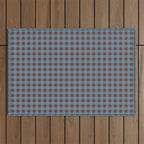 Cozy Gingham Plaid Eclectic Checkered Pattern in Brown and Blue Outdoor Rug Gallery Image 1