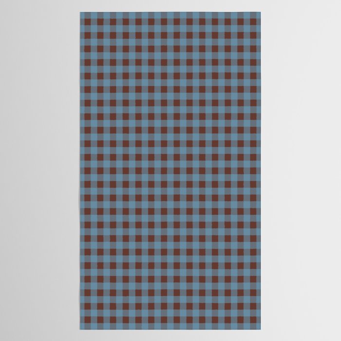 Cozy Gingham Plaid Eclectic Checkered Pattern in Brown and Blue Tablecloth Gallery Image 2