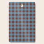 Cozy Gingham Plaid Eclectic Checkered Pattern in Brown and Blue Cutting Board Gallery Image 1