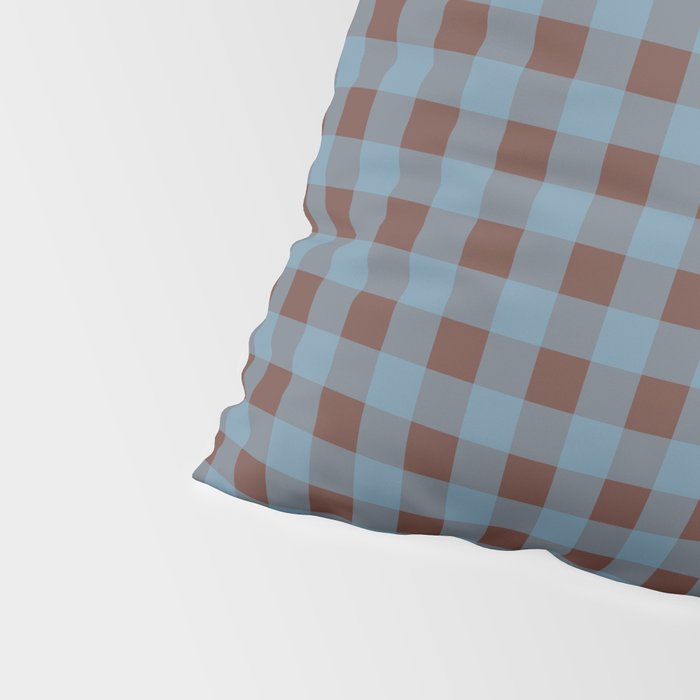 Cozy Gingham Plaid Eclectic Checkered Pattern in Brown and Blue Pillow Sham Gallery Image 4
