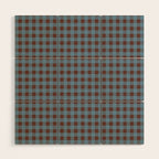 Cozy Gingham Plaid Eclectic Checkered Pattern in Brown and Blue Wood Wall Art Gallery Image 1