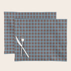 Cozy Gingham Plaid Eclectic Checkered Pattern in Brown and Blue Placemat Gallery Image 1