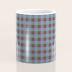Cozy Gingham Plaid Eclectic Checkered Pattern in Brown and Blue Coffee Mug Gallery Image 4