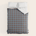 Cozy Gingham Plaid Eclectic Checkered Pattern in Brown and Blue Duvet Cover Gallery Image 6