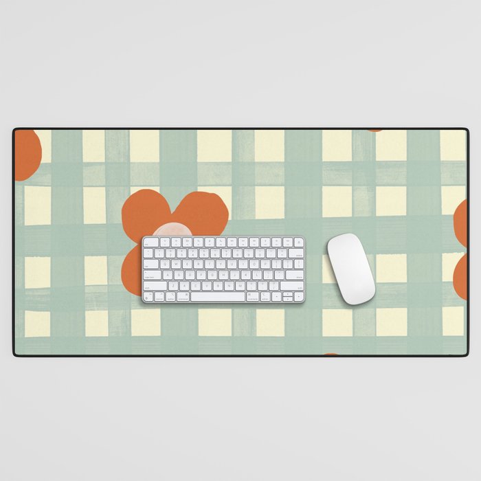 Blue and red floral check Desk Mat Gallery Image 1
