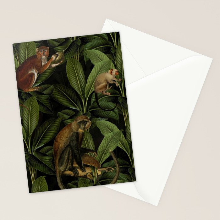Monkey Vintage Botanical Night Jungle Garden Stationery Card Gallery Image 2
