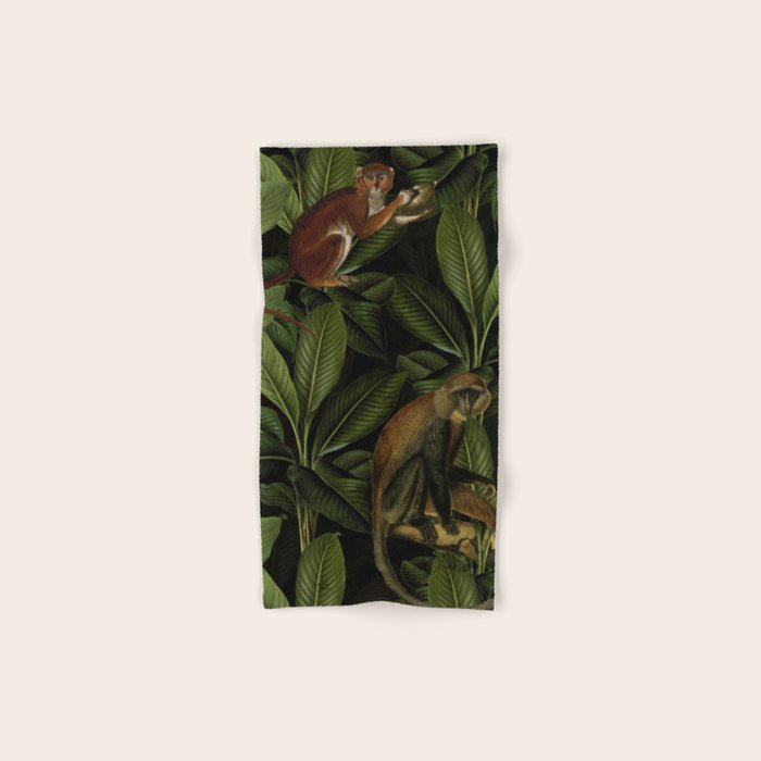 Monkey Vintage Botanical Night Jungle Garden Bath Towel Gallery Image 1