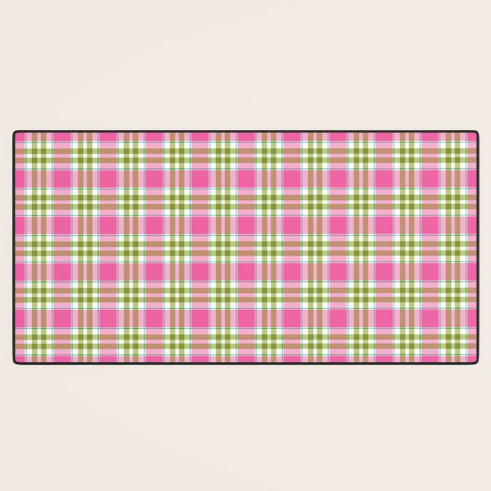 Pink Green Madras Plaid Desk Mat Gallery Image 3