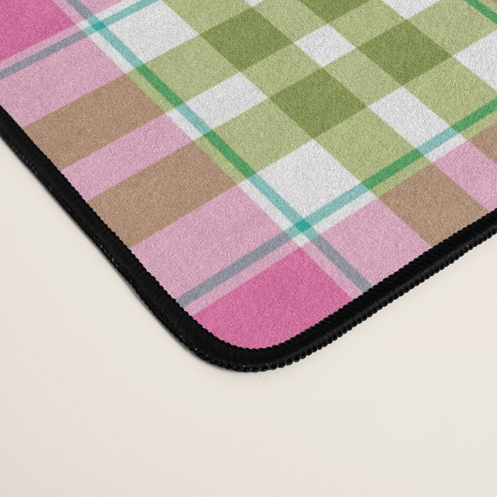 Pink Green Madras Plaid Desk Mat Gallery Image 4
