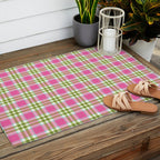 Pink Green Madras Plaid Outdoor Rug Gallery Image 2
